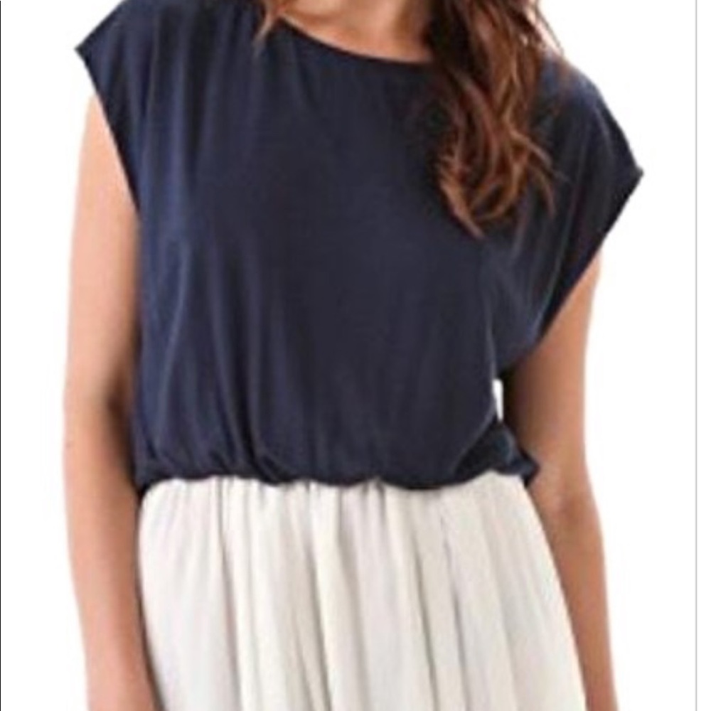 Alice + Olivia navy and white long Dolman dress